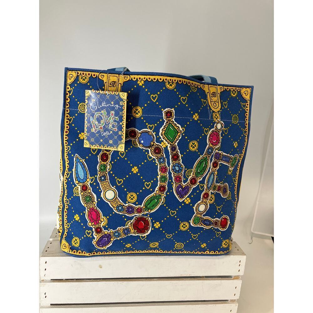 BRIGHTON NWT LARGE CANVAS GLITTERING LOVE TOTE